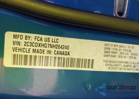 2022 Dodge Charger Gt z USA, uszkodzony, nr VIN 2C3CDXHG7NH264240